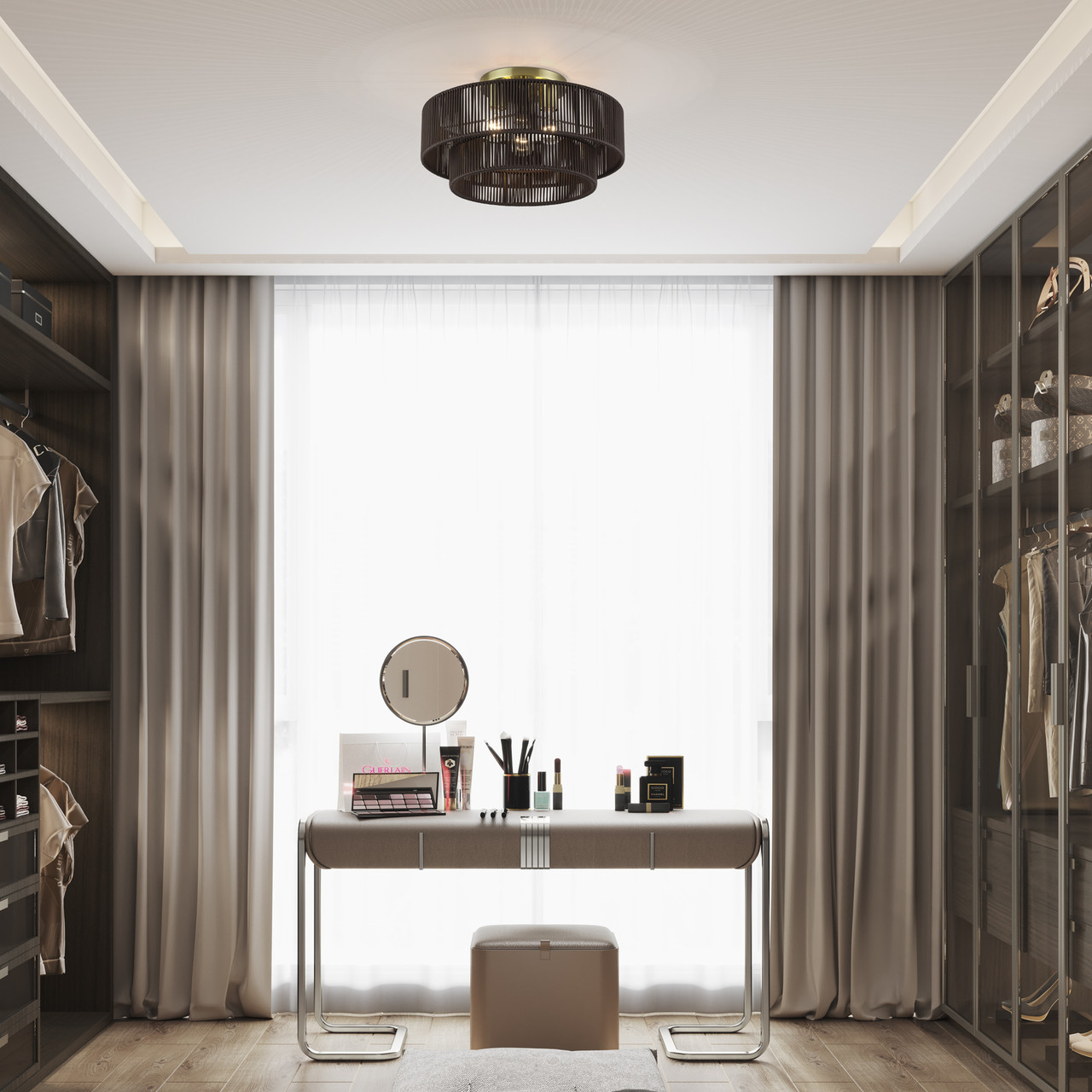 LIVEX LIGHTING 49134-01 3 Light Antique Brass Large Semi-Flush