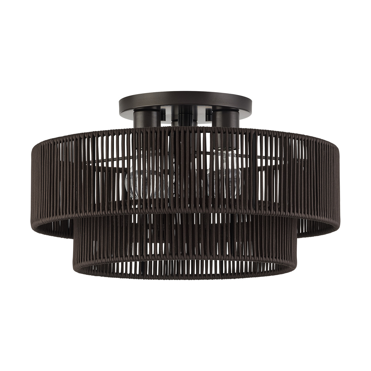 LIVEX LIGHTING 49134-92 3 Light English Bronze Large Semi-Flush