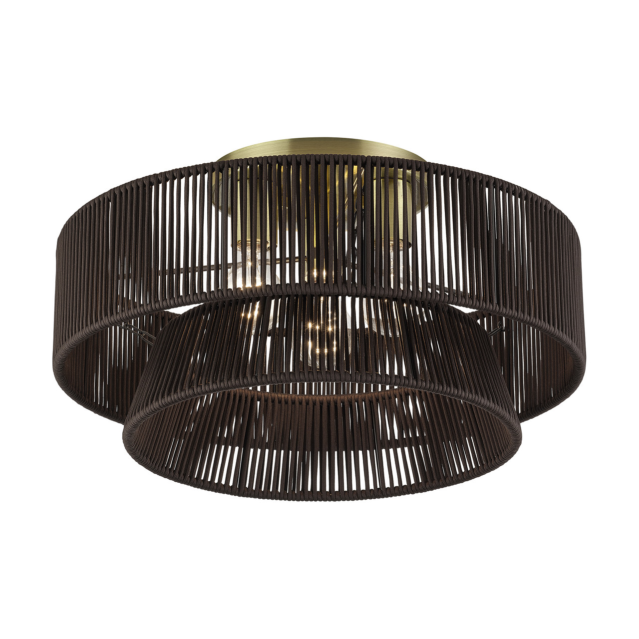 LIVEX LIGHTING 49147-01 3 Light Antique Brass Large Semi-Flush