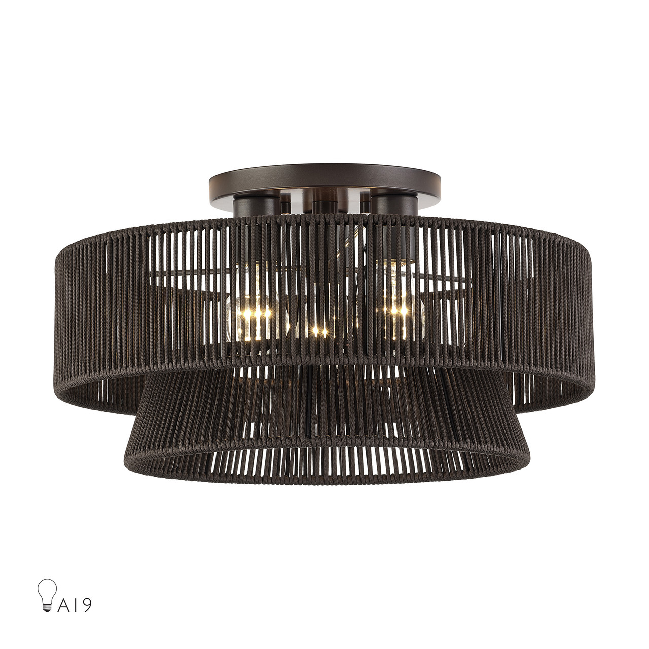 LIVEX LIGHTING 49147-92 3 Light English Bronze Large Semi-Flush