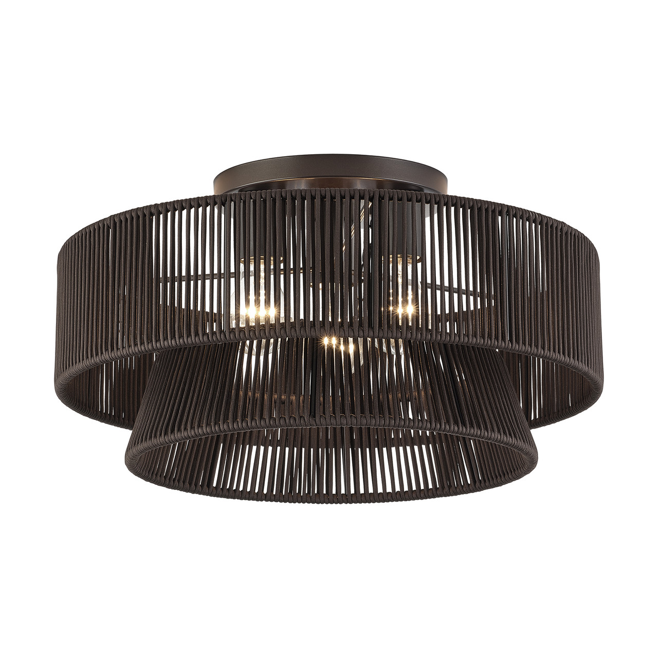 LIVEX LIGHTING 49147-92 3 Light English Bronze Large Semi-Flush