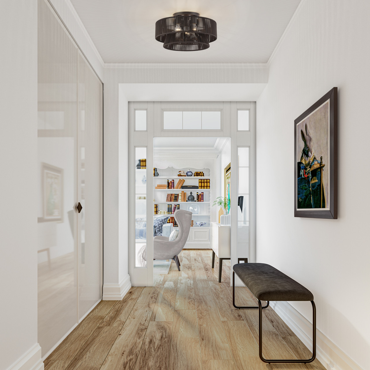 LIVEX LIGHTING 49147-92 3 Light English Bronze Large Semi-Flush