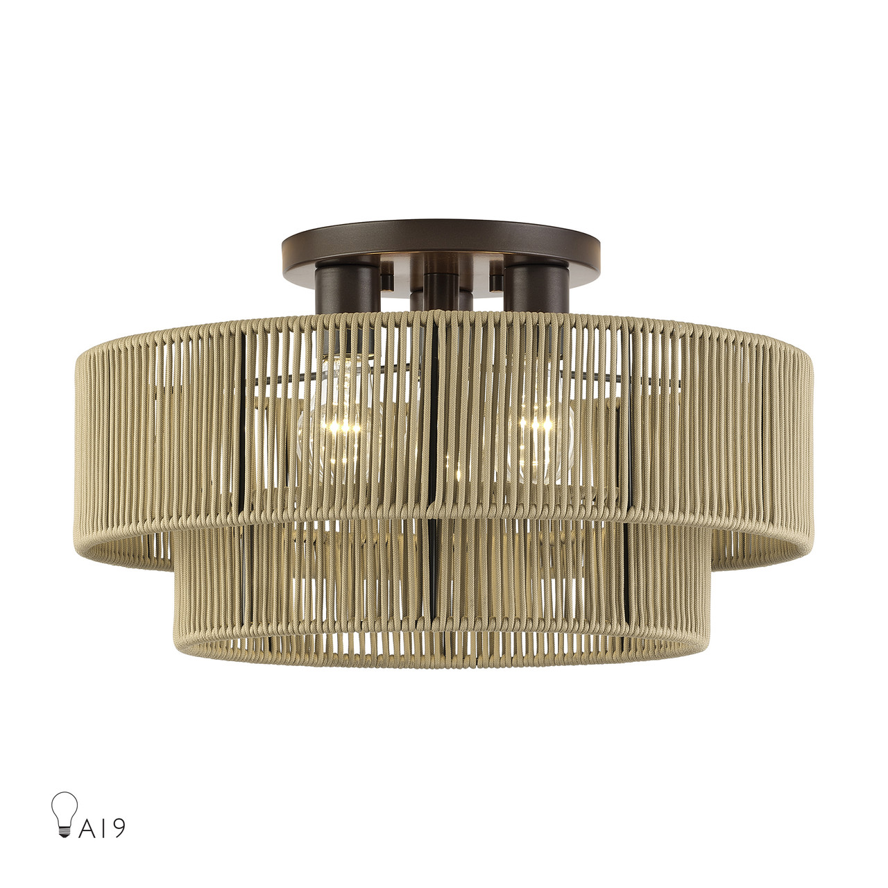 LIVEX LIGHTING 53144-92 3 Light English Bronze Large Semi-Flush
