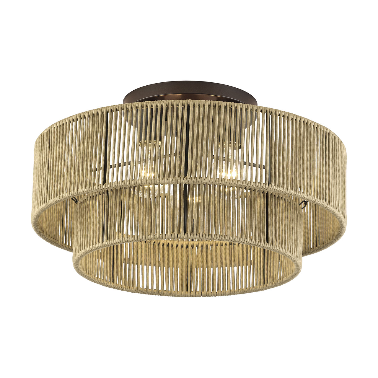 LIVEX LIGHTING 53144-92 3 Light English Bronze Large Semi-Flush