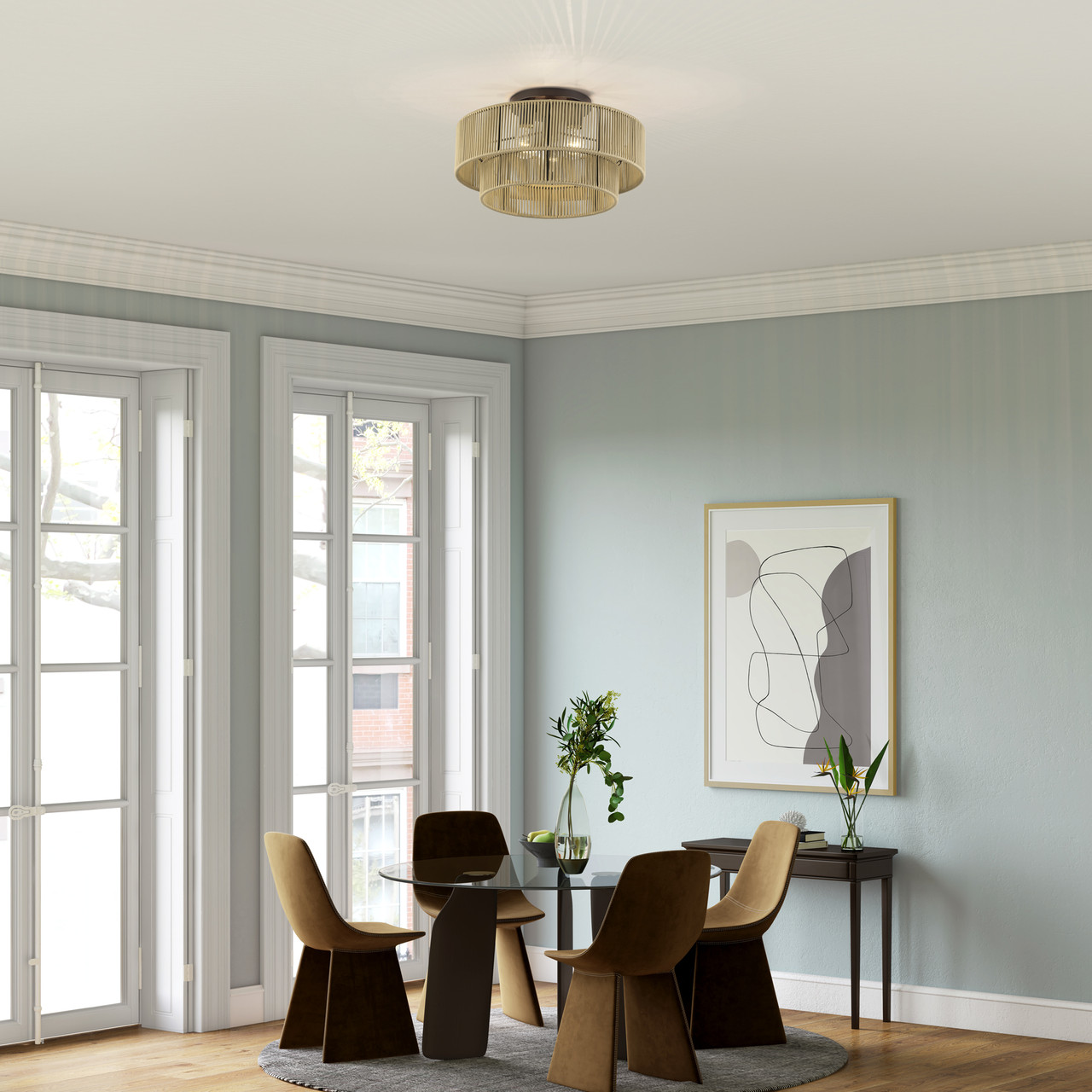 LIVEX LIGHTING 53144-92 3 Light English Bronze Large Semi-Flush