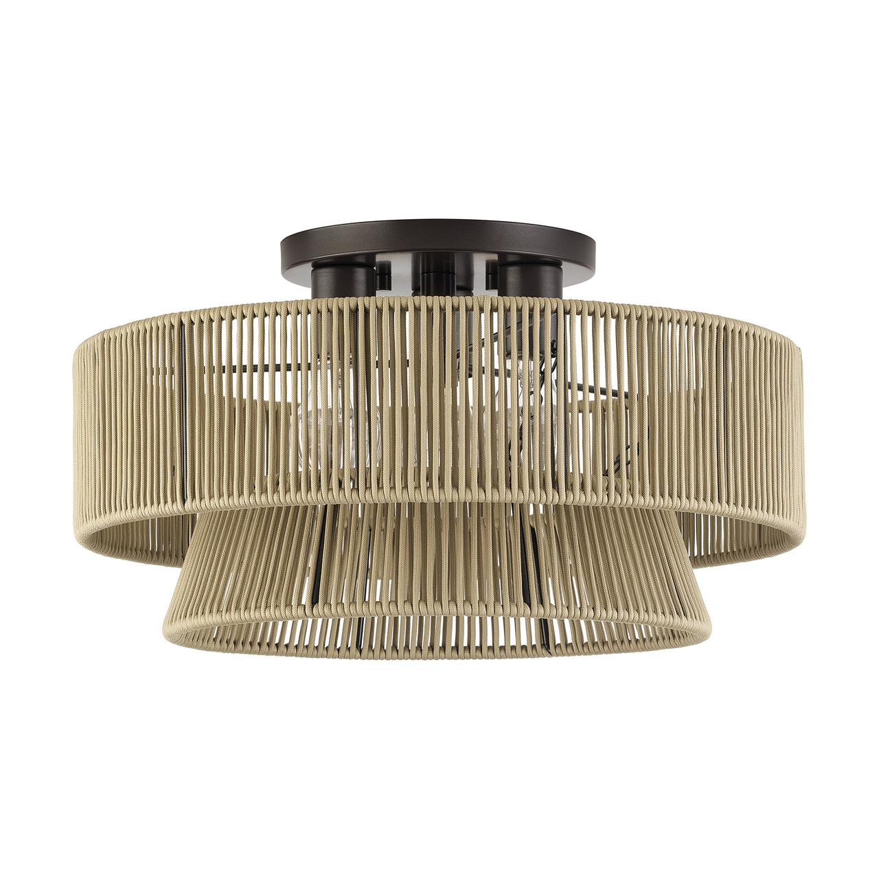 LIVEX LIGHTING 53167-92 3 Light English Bronze Large Semi-Flush