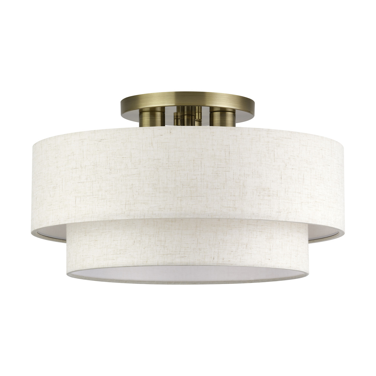 LIVEX LIGHTING 41945-01 3 Light Antique Brass Large Semi-Flush