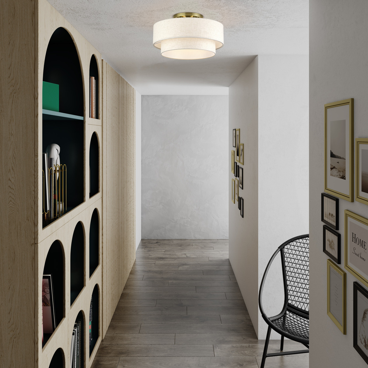 LIVEX LIGHTING 41945-01 3 Light Antique Brass Large Semi-Flush