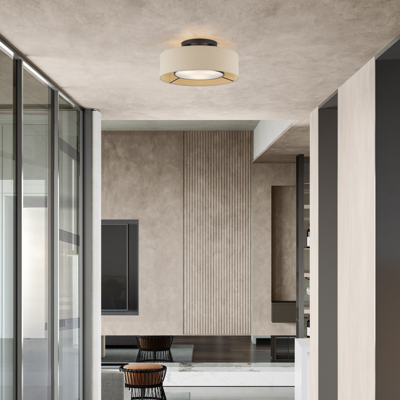 LIVEX LIGHTING 50927-07 3 Light Bronze Large Semi-Flush