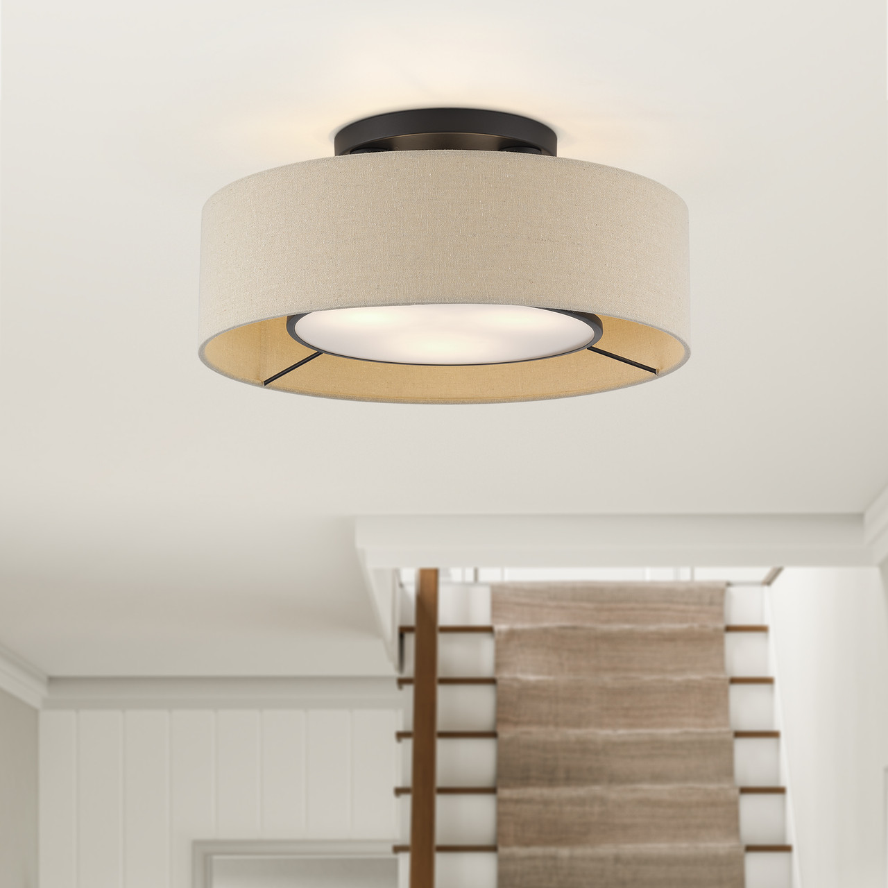 LIVEX LIGHTING 50927-07 3 Light Bronze Large Semi-Flush