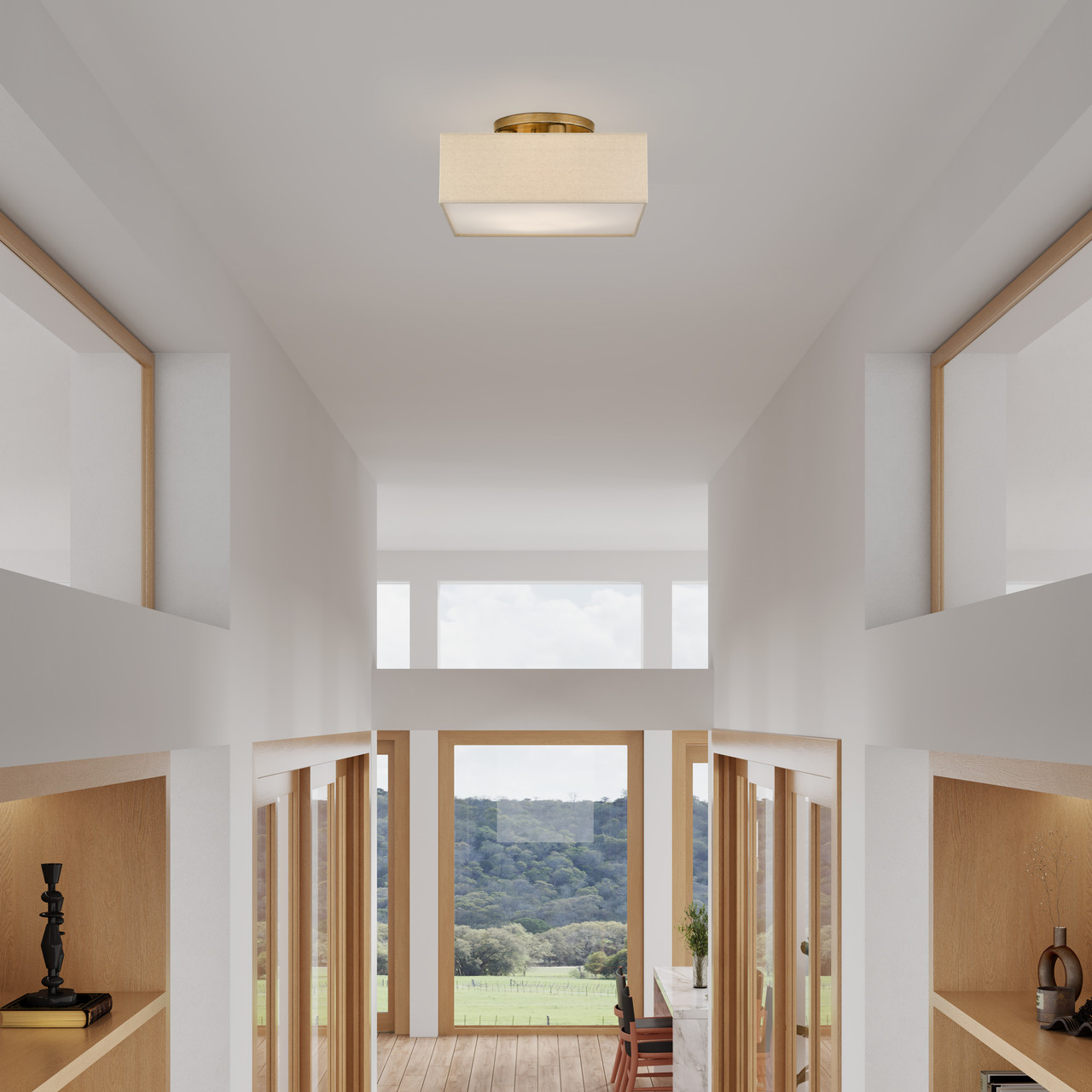 LIVEX LIGHTING 52273-48 4 Light Antique Gold Leaf Semi-Flush