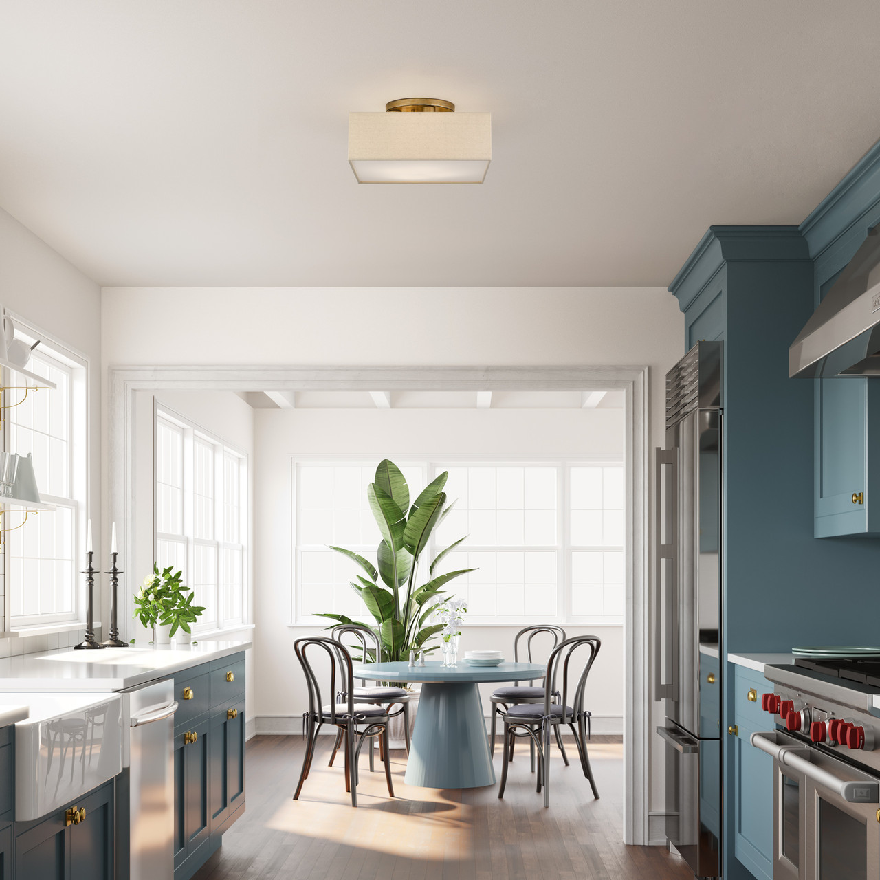 LIVEX LIGHTING 52273-48 4 Light Antique Gold Leaf Semi-Flush