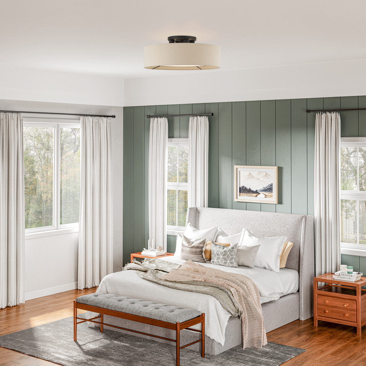 LIVEX LIGHTING 50928-07 4 Light Bronze Large Semi-Flush