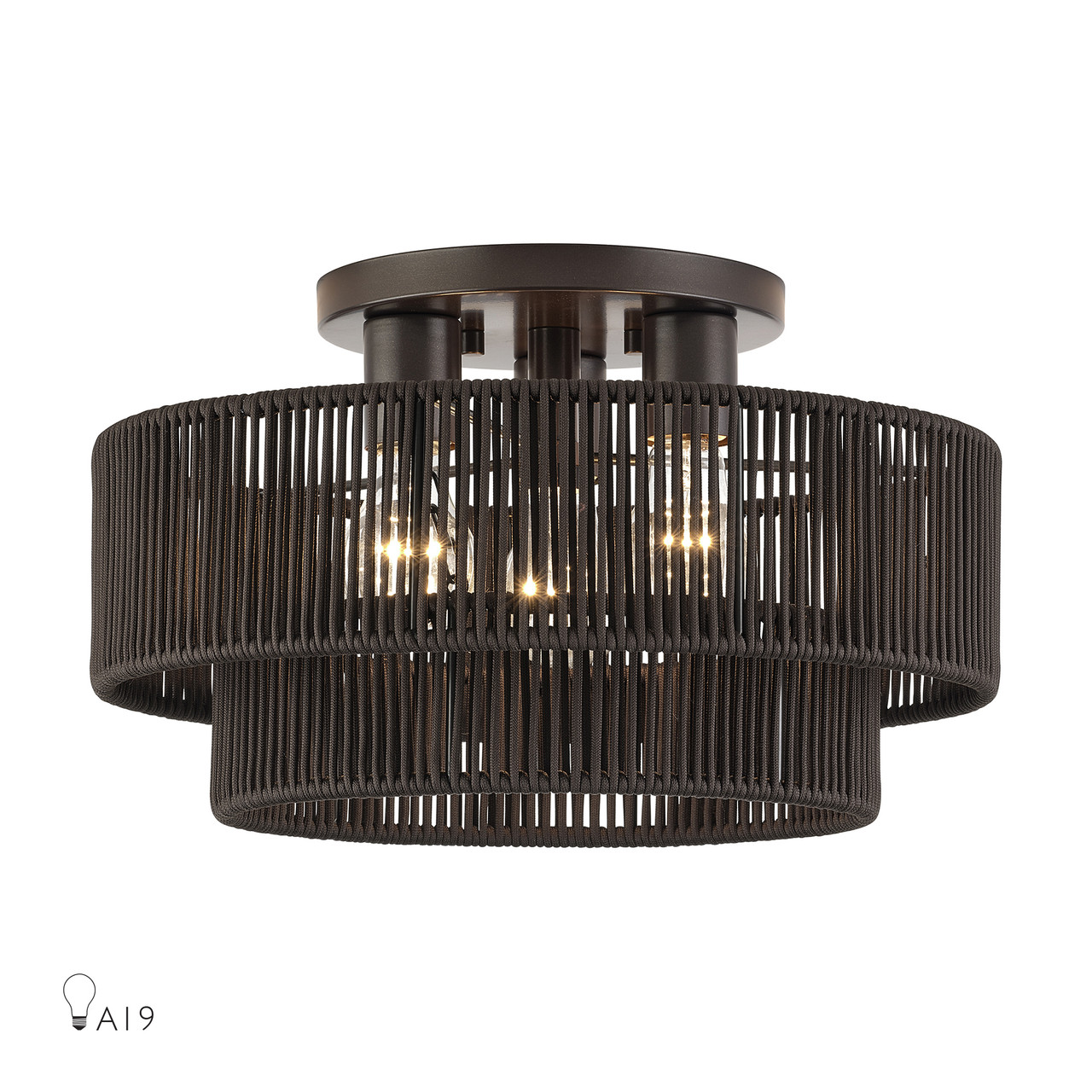 LIVEX LIGHTING 49133-92 3 Light English Bronze Large Semi-Flush