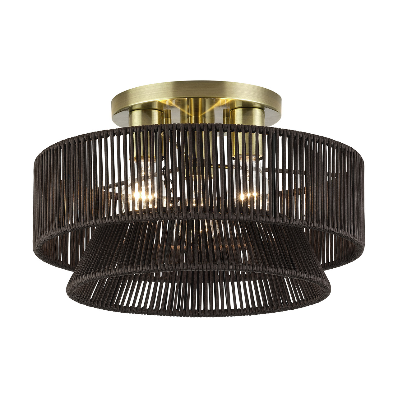 LIVEX LIGHTING 49146-01 3 Light Antique Brass Large Semi-Flush