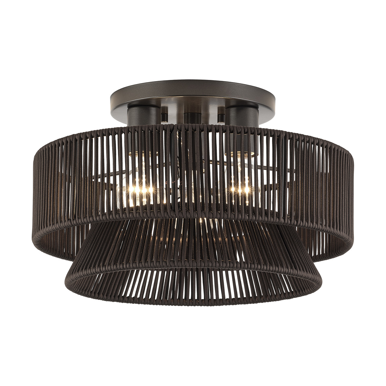 LIVEX LIGHTING 49146-92 3 Light English Bronze Large Semi-Flush