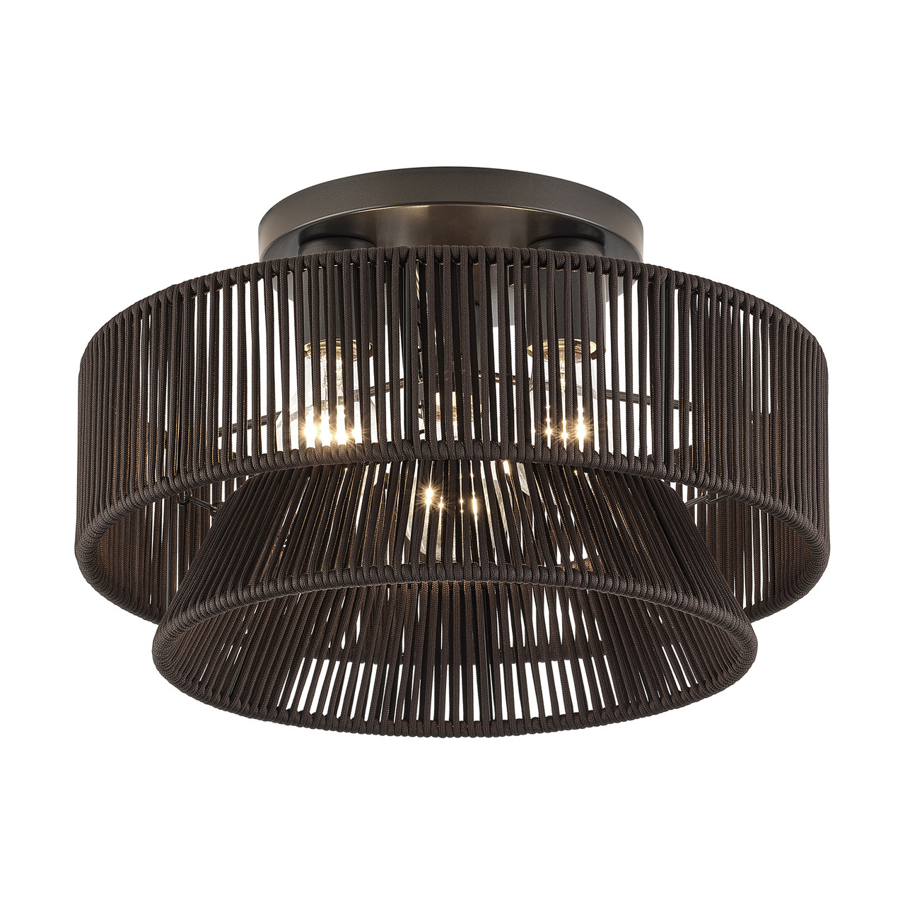 LIVEX LIGHTING 49146-92 3 Light English Bronze Large Semi-Flush