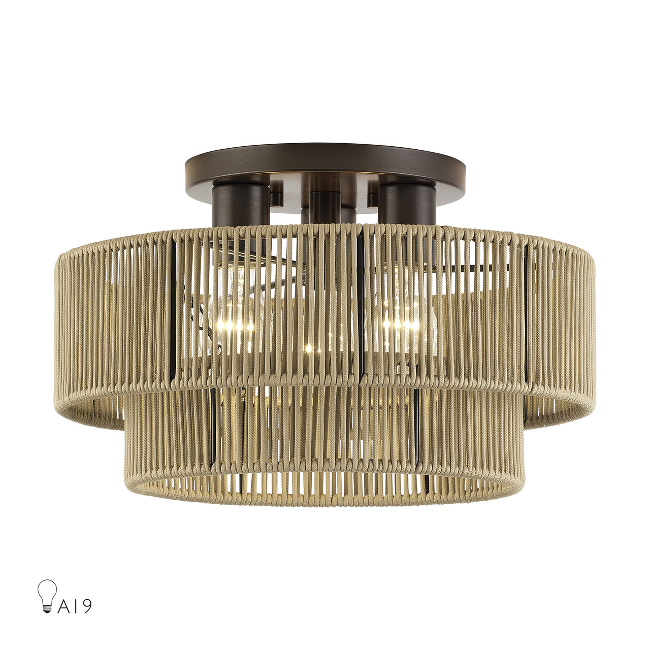 LIVEX LIGHTING 53143-92 3 Light English Bronze Large Semi-Flush
