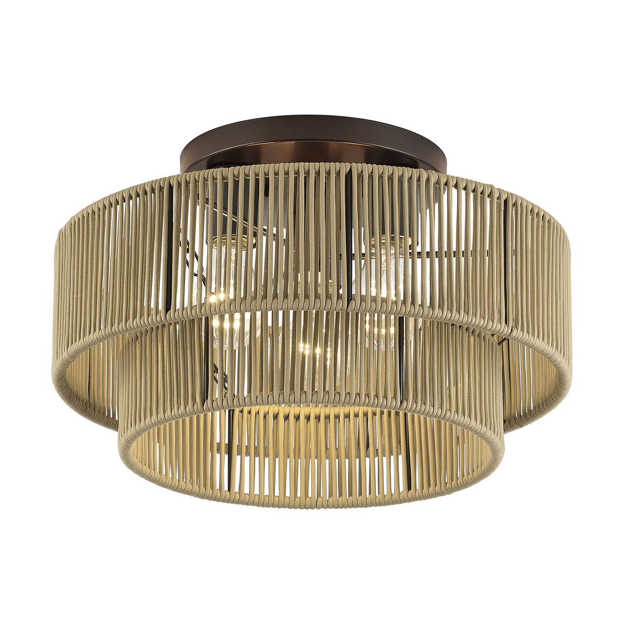 LIVEX LIGHTING 53143-92 3 Light English Bronze Large Semi-Flush