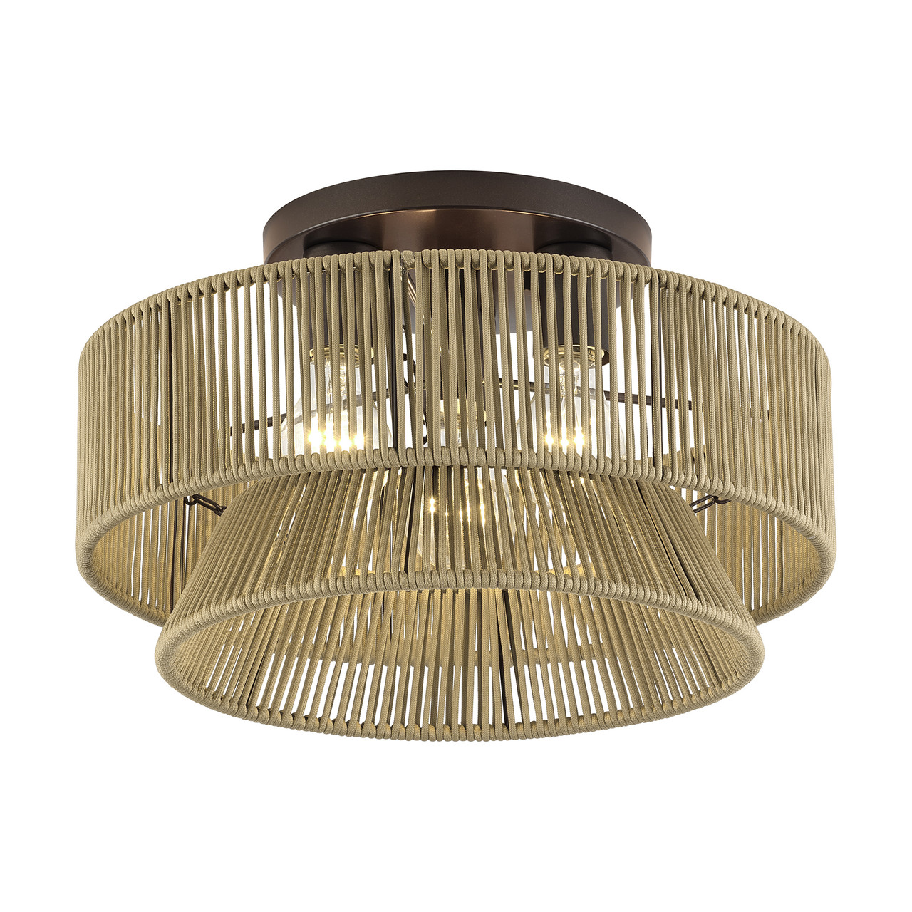 LIVEX LIGHTING 53166-92 3 Light English Bronze Large Semi-Flush