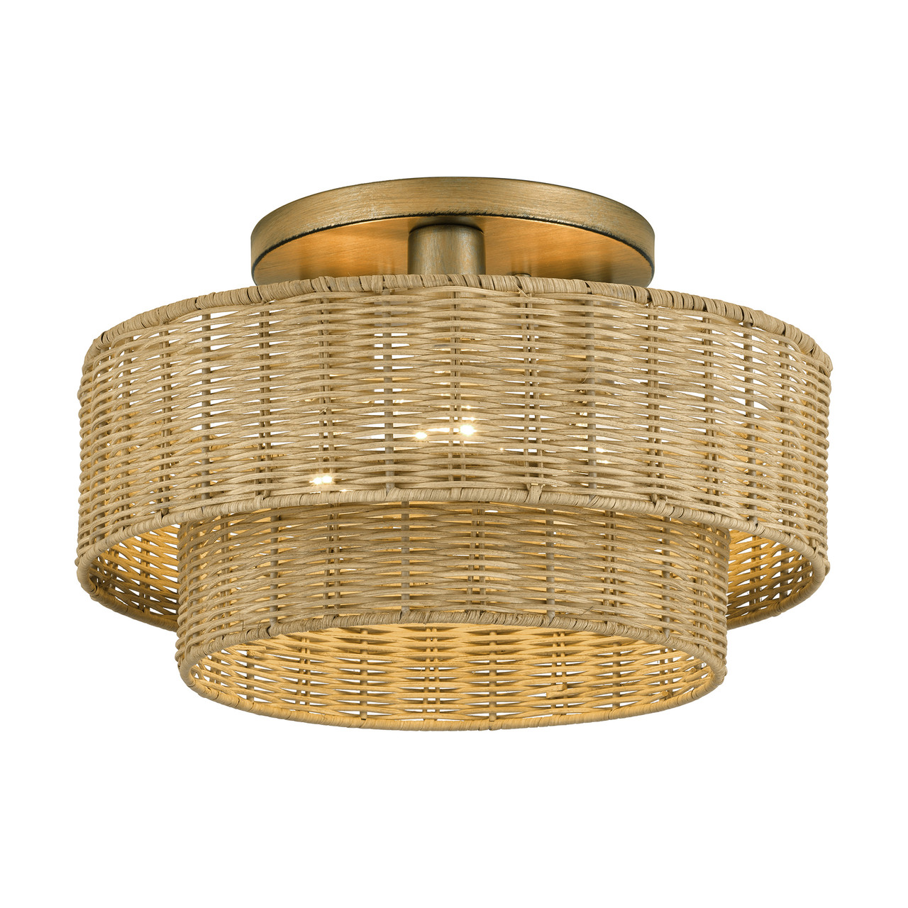 LIVEX LIGHTING 60047-48 3 Light Antique Gold Leaf Large Semi-Flush