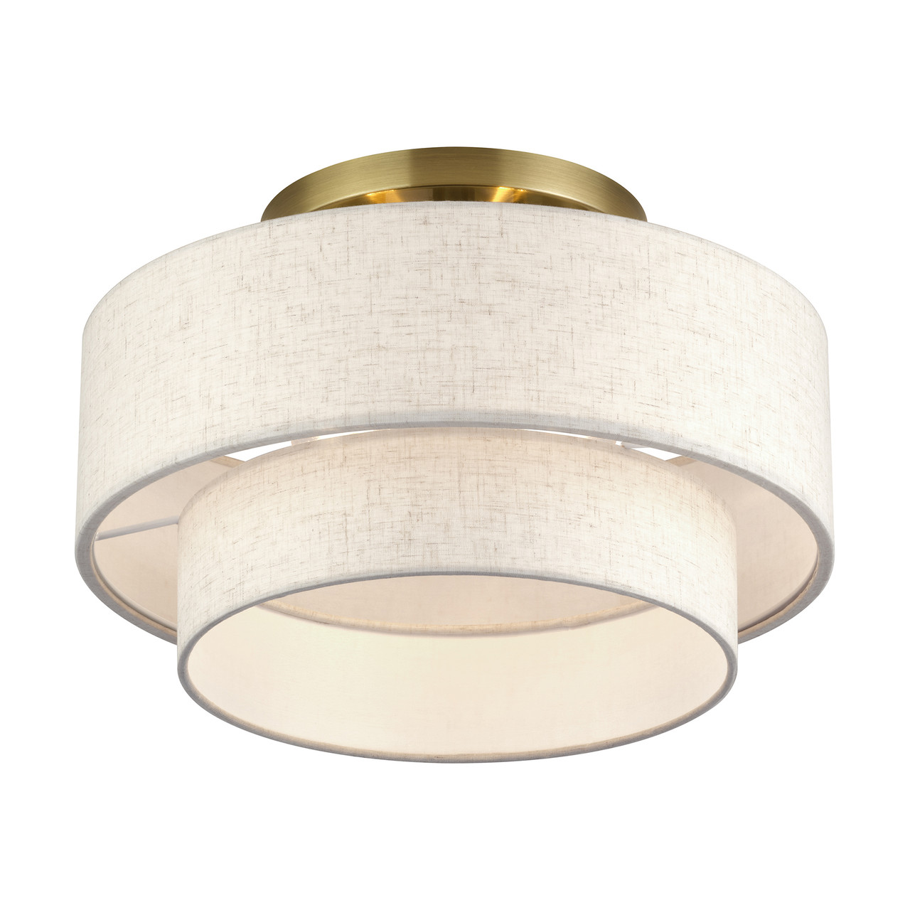 LIVEX LIGHTING 41944-01 3 Light Antique Brass Large Semi-Flush