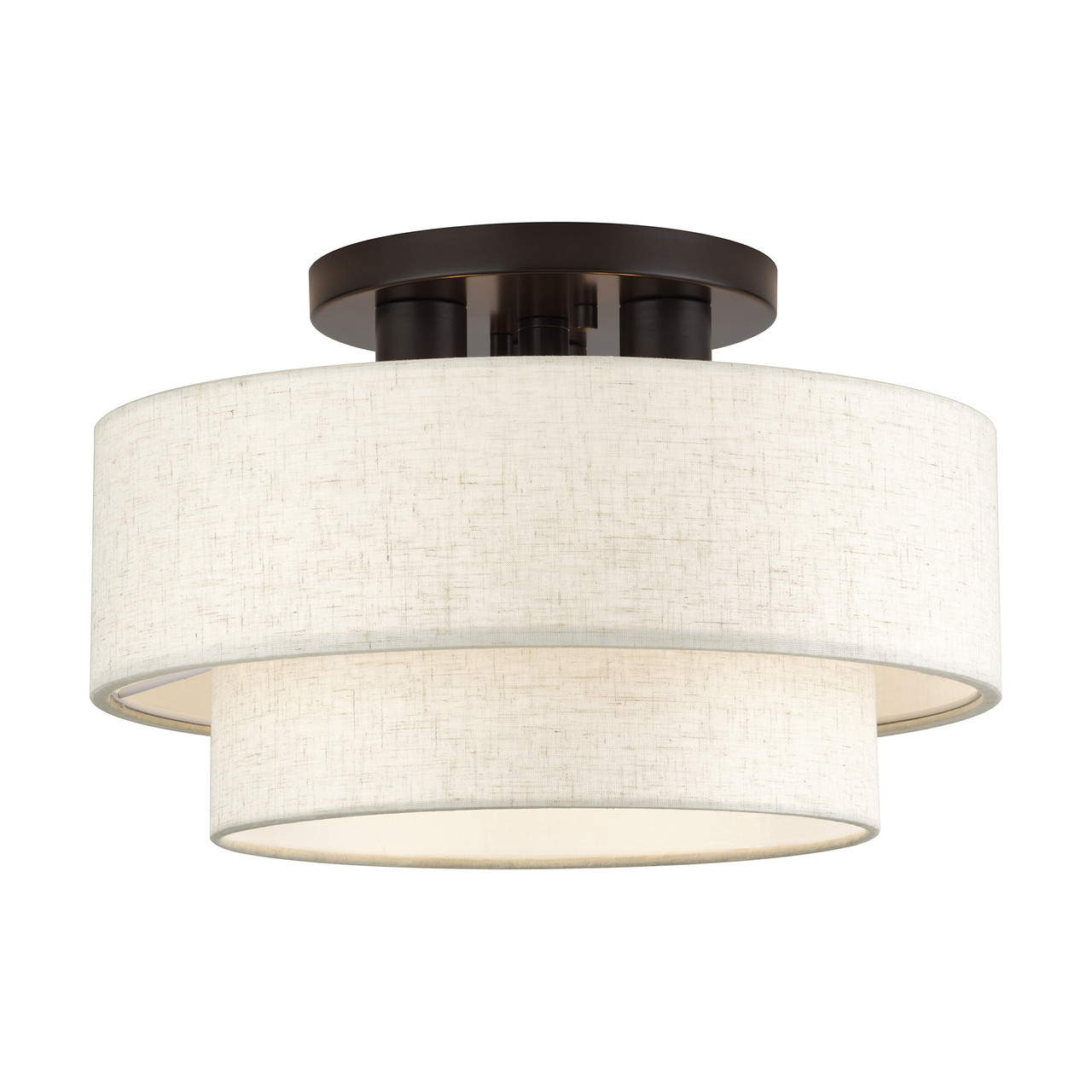 LIVEX LIGHTING 41944-92 3 Light English Bronze Large Semi-Flush