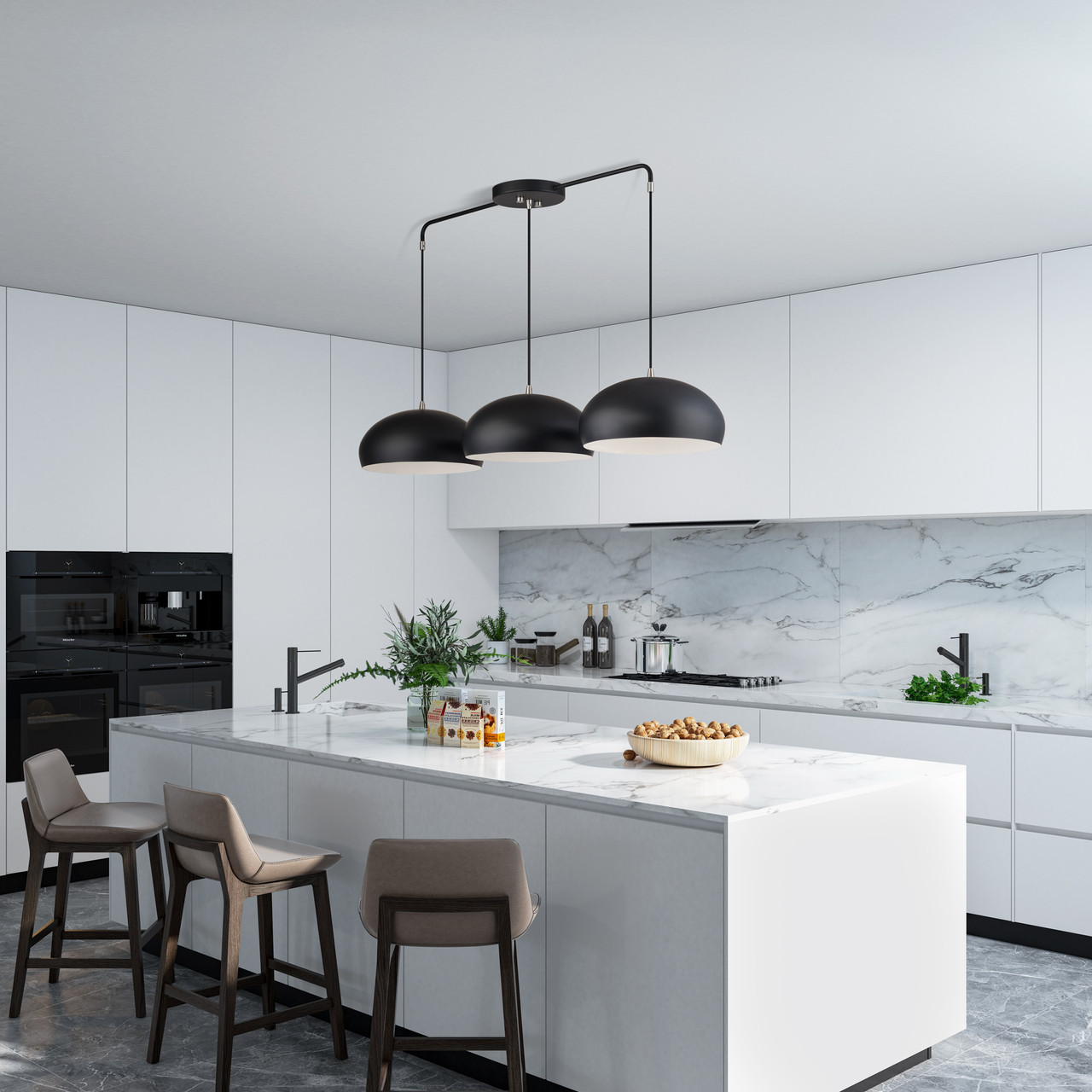 LIVEX LIGHTING 51512-04 3 Light Black Extra Large Linear Chandelier