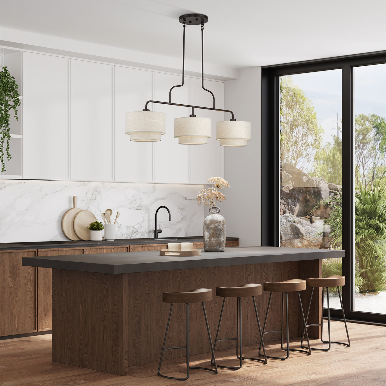 LIVEX LIGHTING 41943-92 3 Light English Bronze Extra Large Linear Chandelier