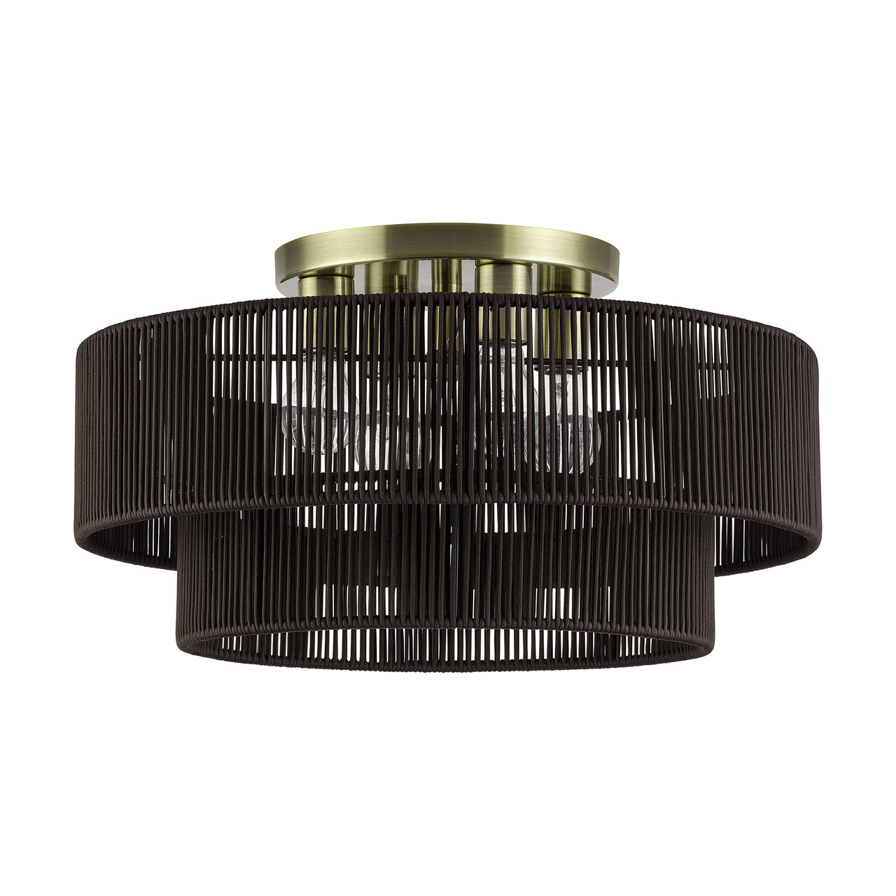 LIVEX LIGHTING 49135-01 4 Light Antique Brass Extra Large Semi-Flush