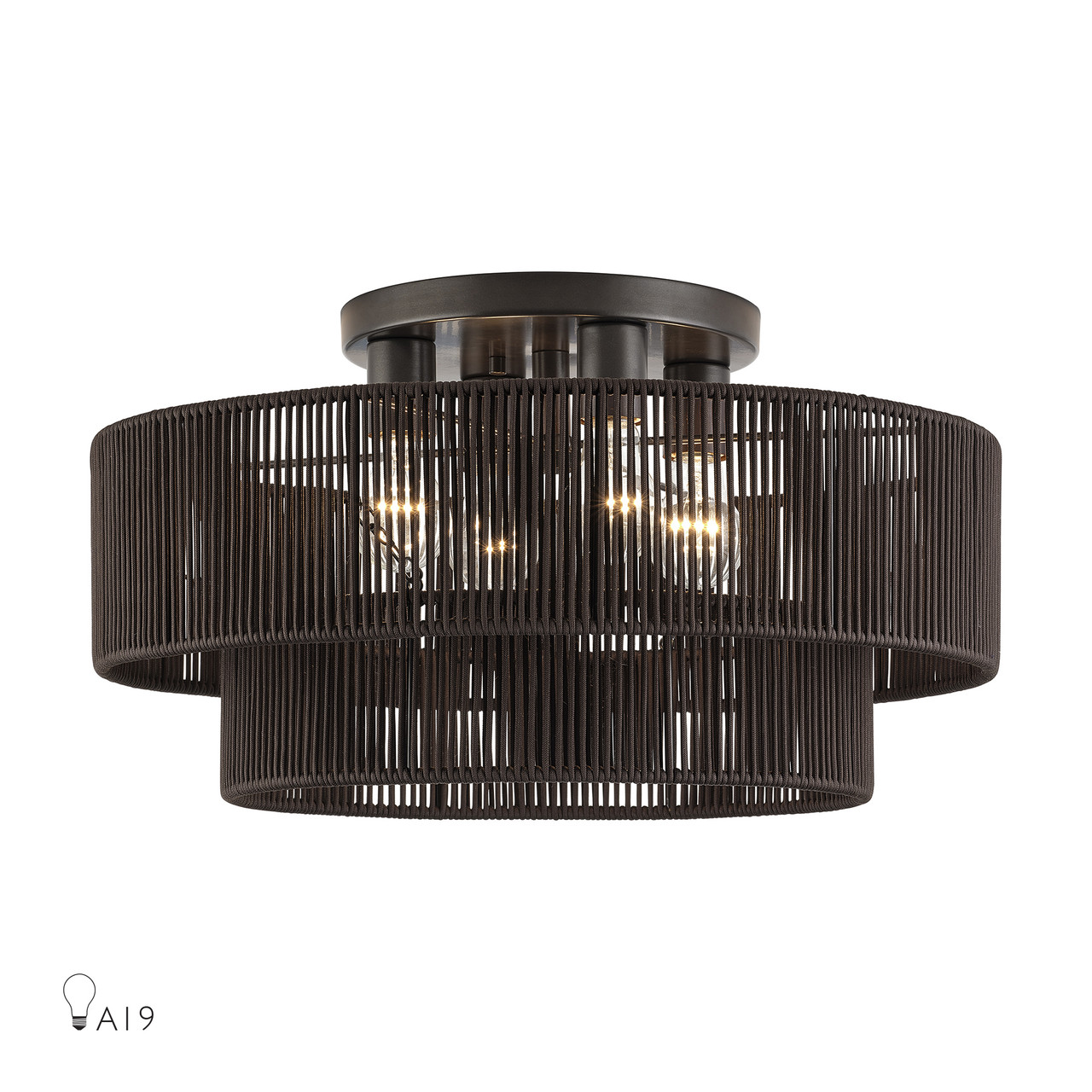 LIVEX LIGHTING 49135-92 4 Light English Bronze Extra Large Semi-Flush