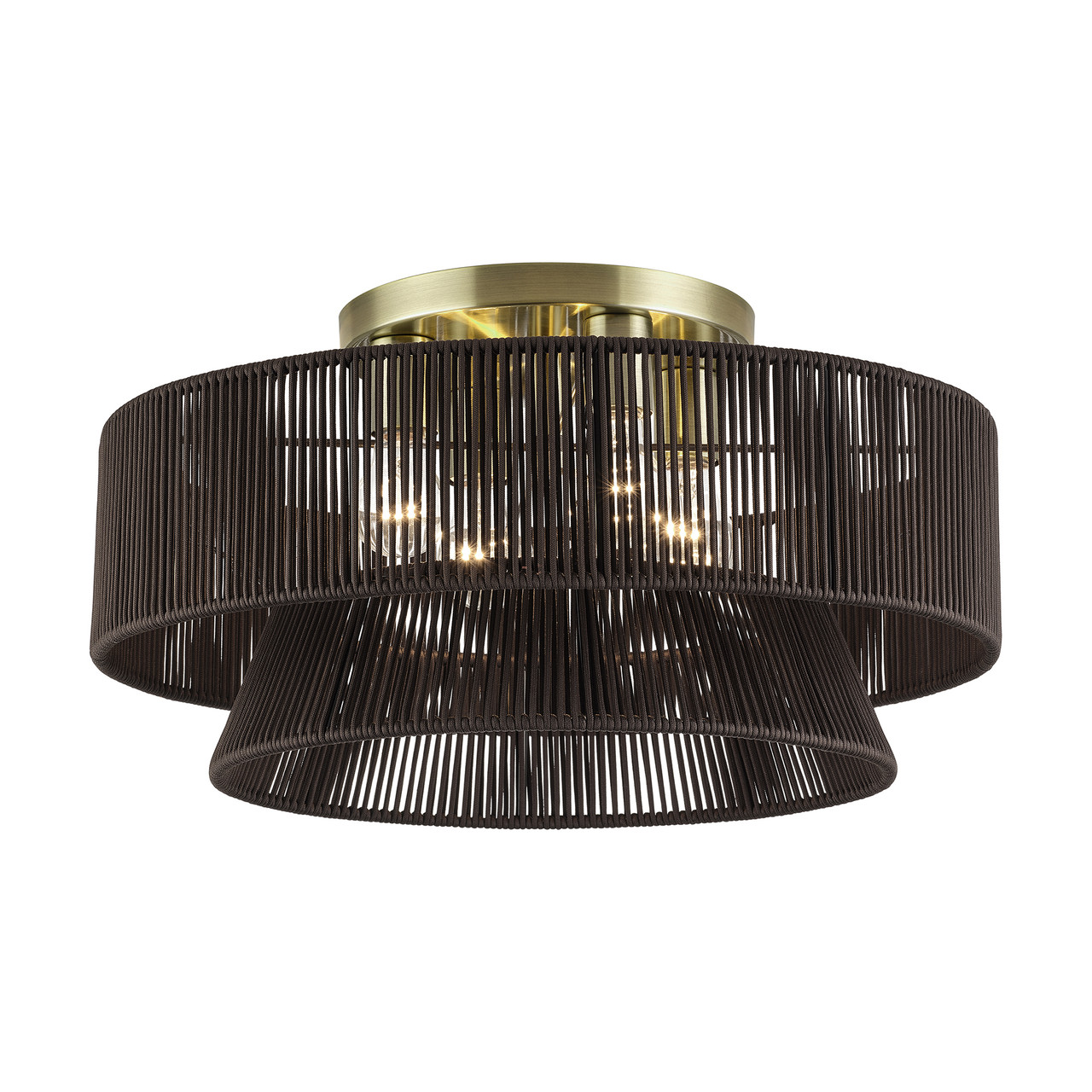 LIVEX LIGHTING 49148-01 4 Light Antique Brass Extra Large Semi-Flush