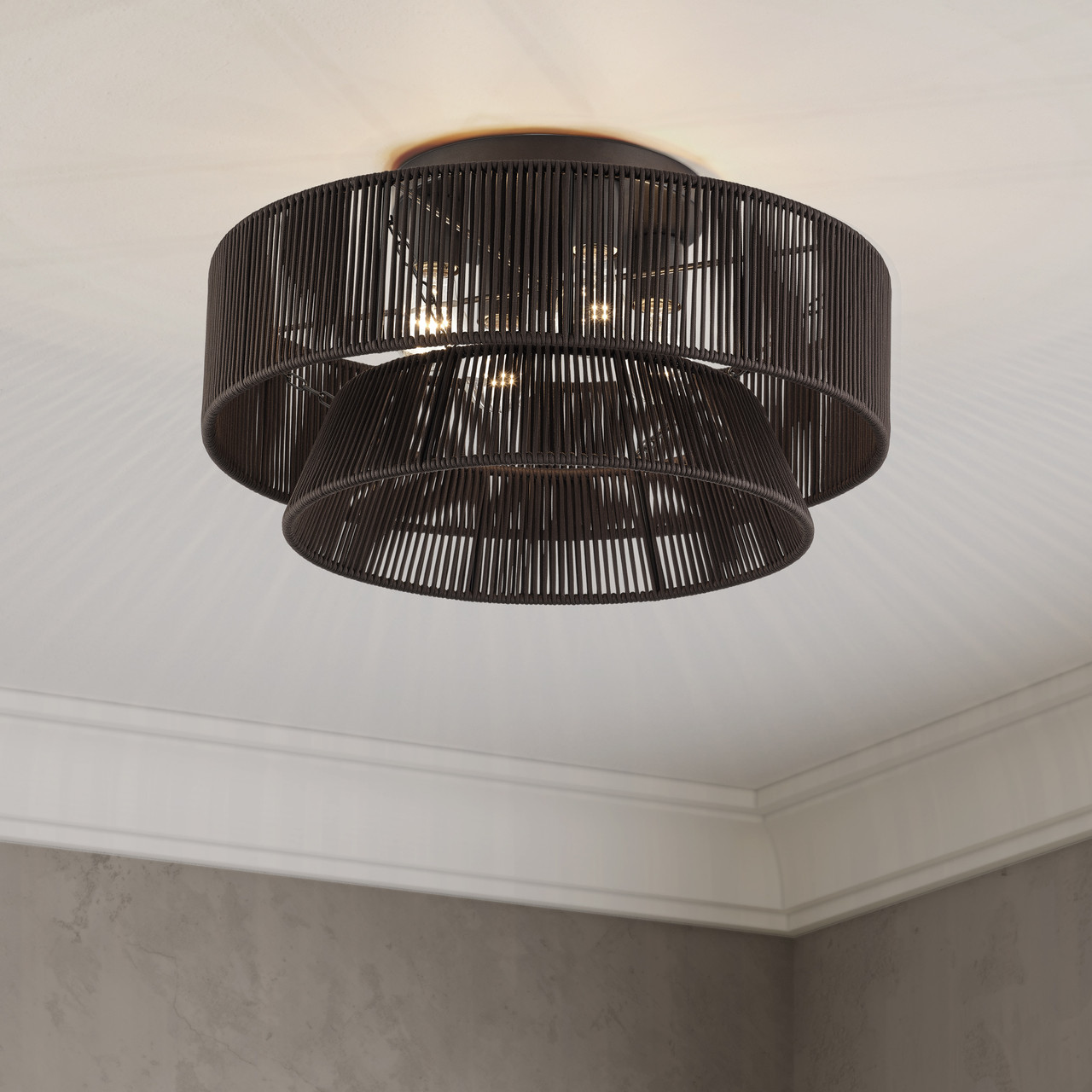 LIVEX LIGHTING 49148-92 4 Light English Bronze Extra Large Semi-Flush