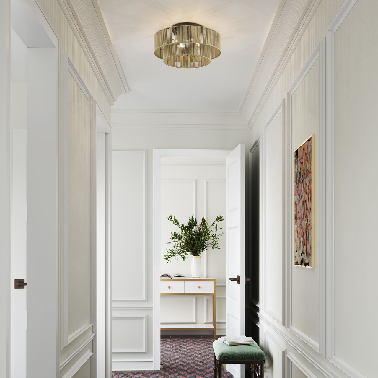 LIVEX LIGHTING 53145-92 4 Light English Bronze Extra Large Semi-Flush