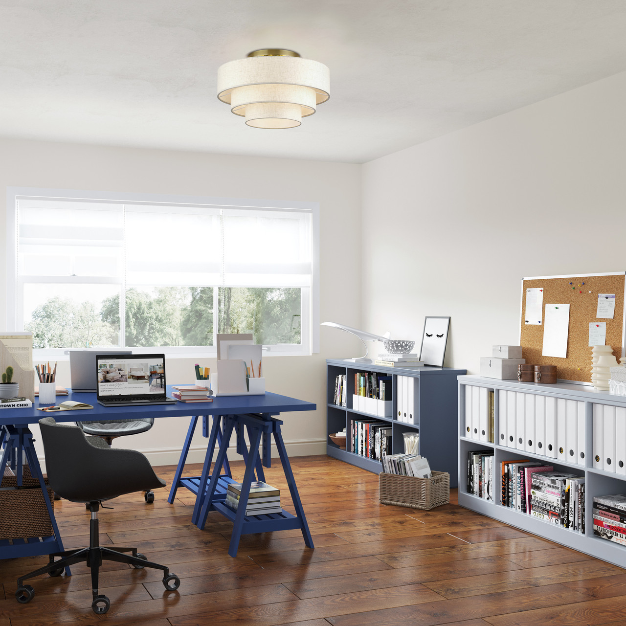 LIVEX LIGHTING 41946-01 4 Light Antique Brass Extra Large Semi-Flush