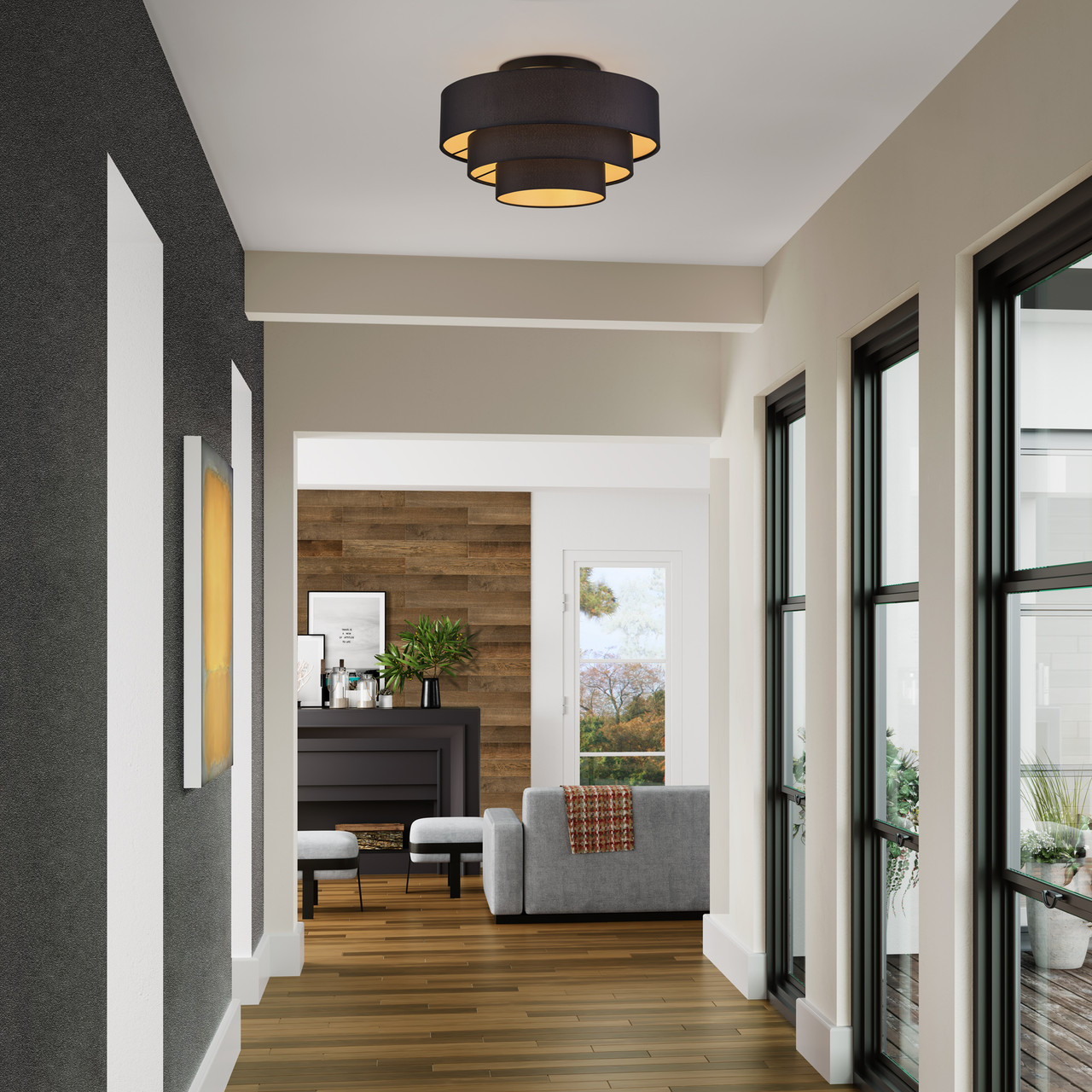 LIVEX LIGHTING 45606-04 4 Light Black Extra Large Semi-Flush