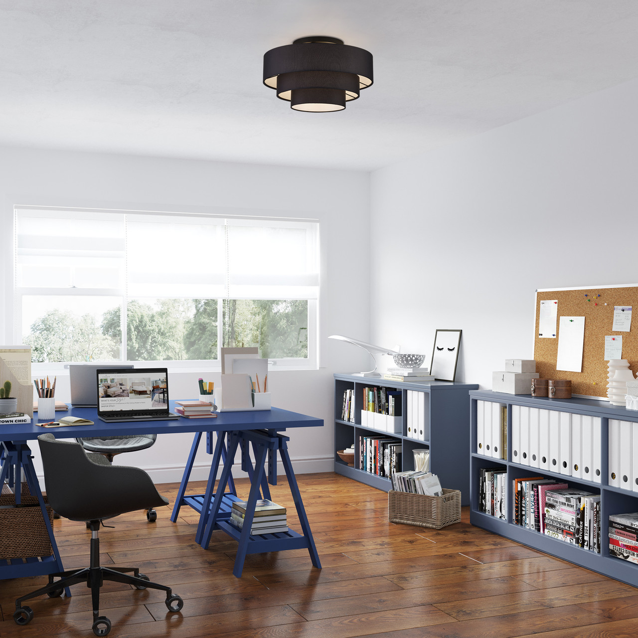 LIVEX LIGHTING 50268-04 4 Light Black Extra Large Semi-Flush