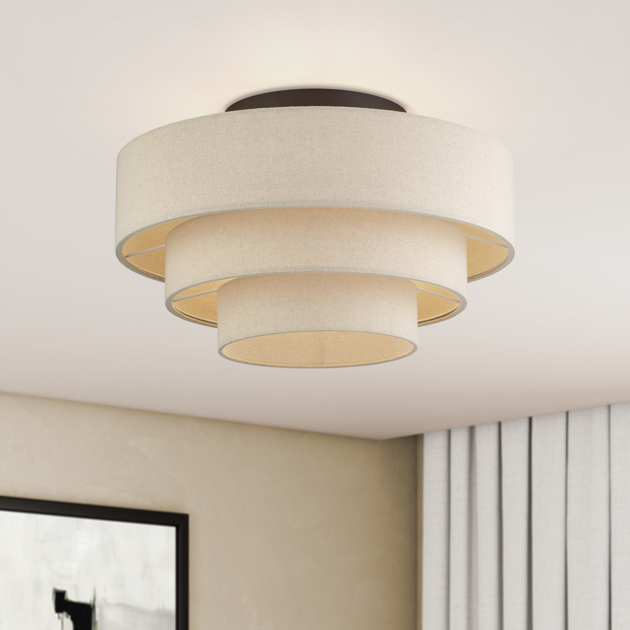 LIVEX LIGHTING 58876-07 4 Light Bronze Extra Large Semi-Flush