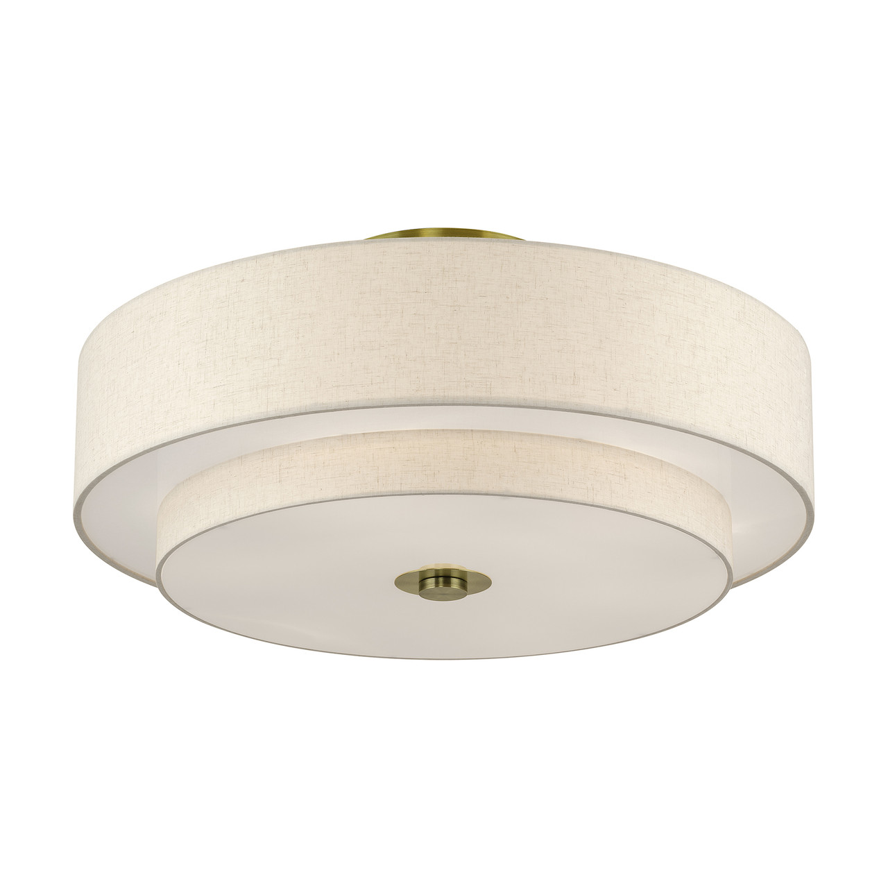 LIVEX LIGHTING 45849-01 6 Light Antique Brass Extra Large Semi-Flush