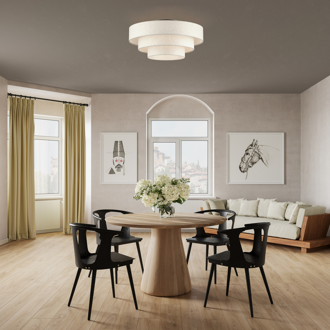 LIVEX LIGHTING 41948-92 5 Light English Bronze Extra Large Semi-Flush