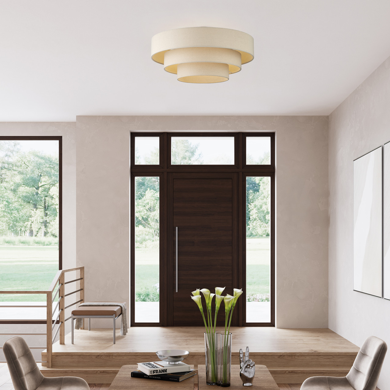 LIVEX LIGHTING 58877-48 5 Light Antique Gold Leaf Extra Large Semi-Flush