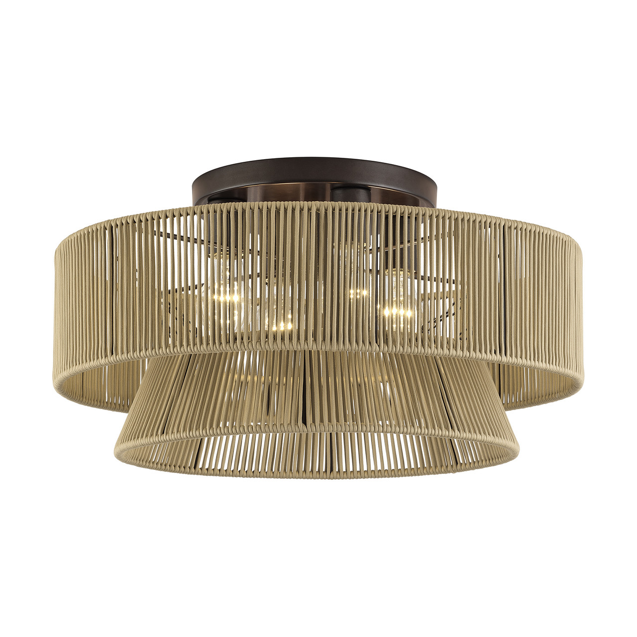 LIVEX LIGHTING 53168-92 4 Light English Bronze Extra Large Semi-Flush