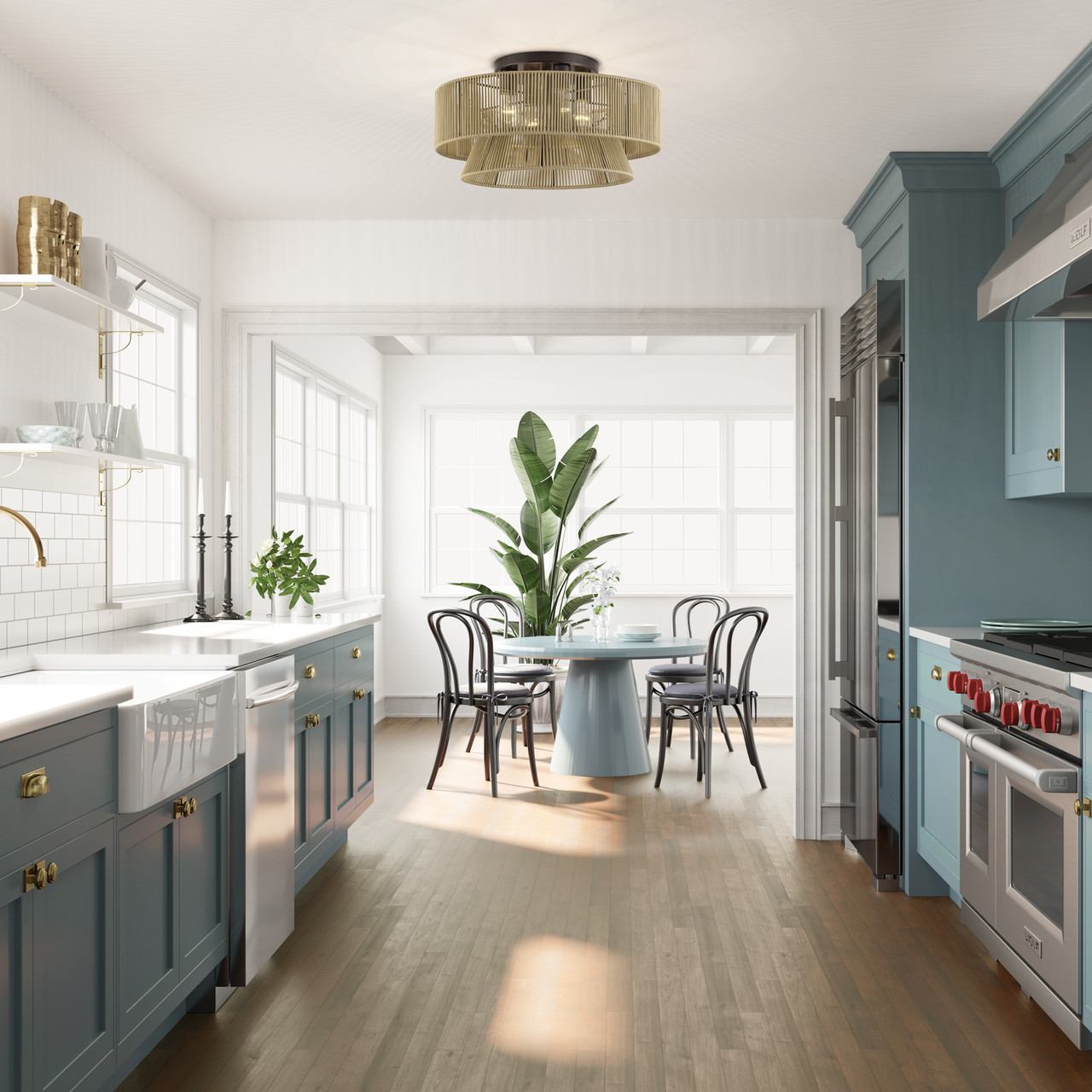 LIVEX LIGHTING 53168-92 4 Light English Bronze Extra Large Semi-Flush