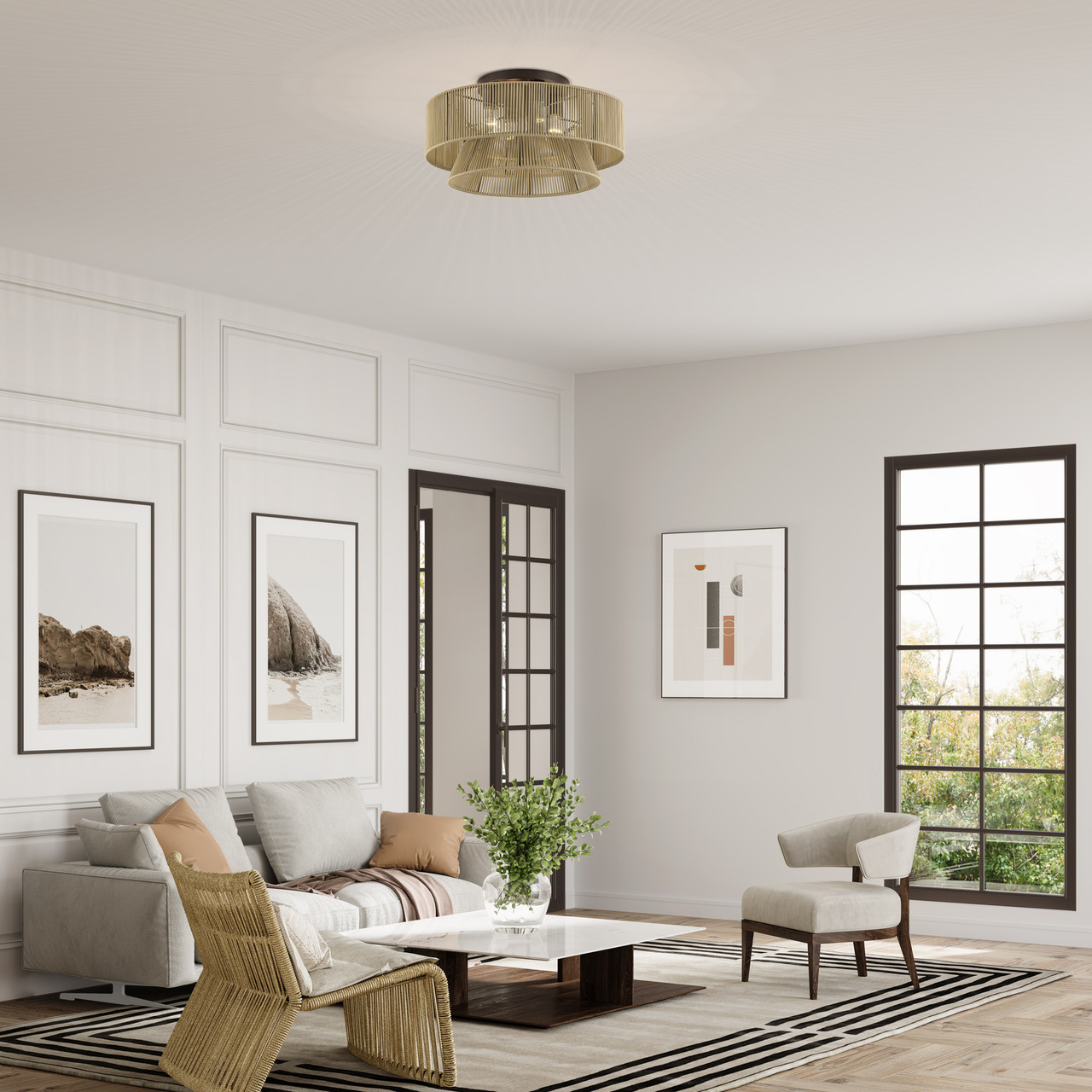 LIVEX LIGHTING 53168-92 4 Light English Bronze Extra Large Semi-Flush