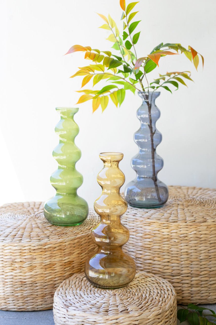 KALALOU CV2321 SMALL GLASS BUBBLE VASE - GREEN