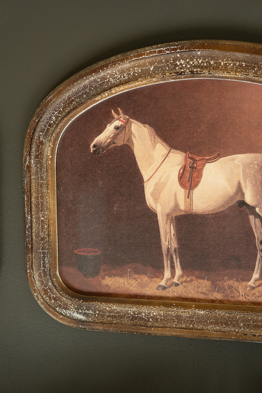 KALALOU CMK1222 SET OF TWO FRAMED HORSE PRINTS UNDER GLASS