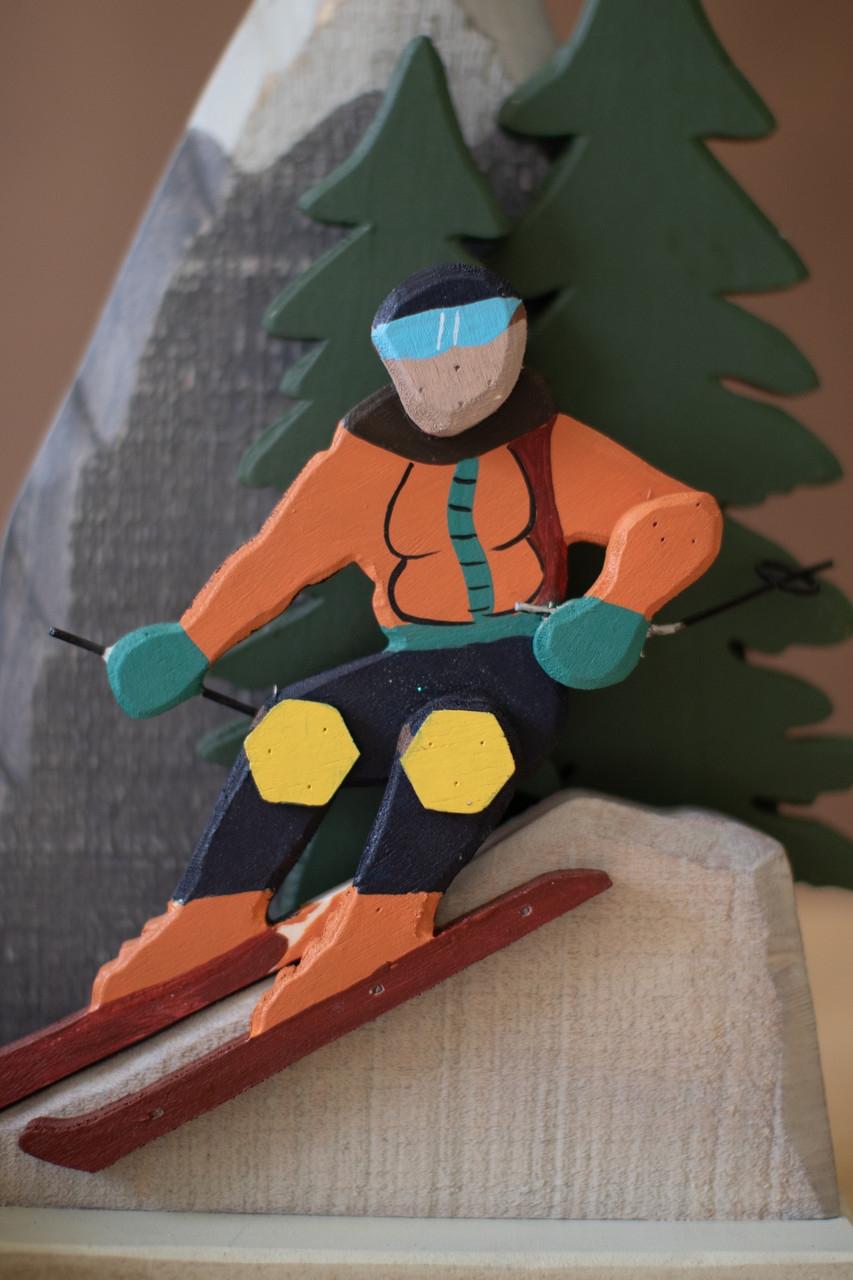 KALALOU CJFB1009 PAINTED WOOD SNOW SKIING SCENE