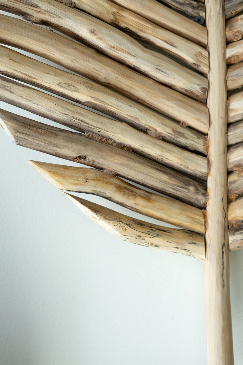 KALALOU DCAV1001 SET OF THREE TEAKWOOD LEAVES WALL ART