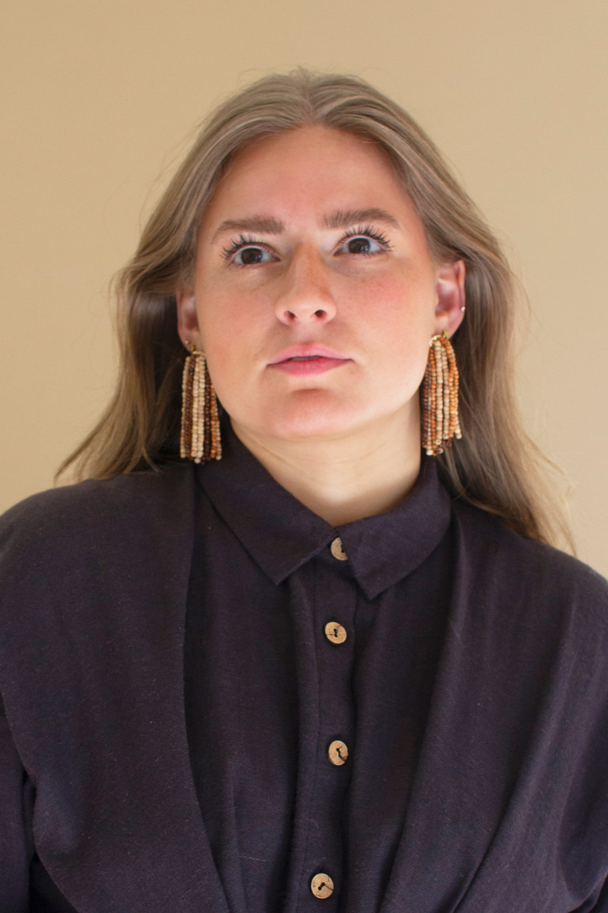 KALALOU NGRA1159 MANGO WOOD BEADED EARRINGS