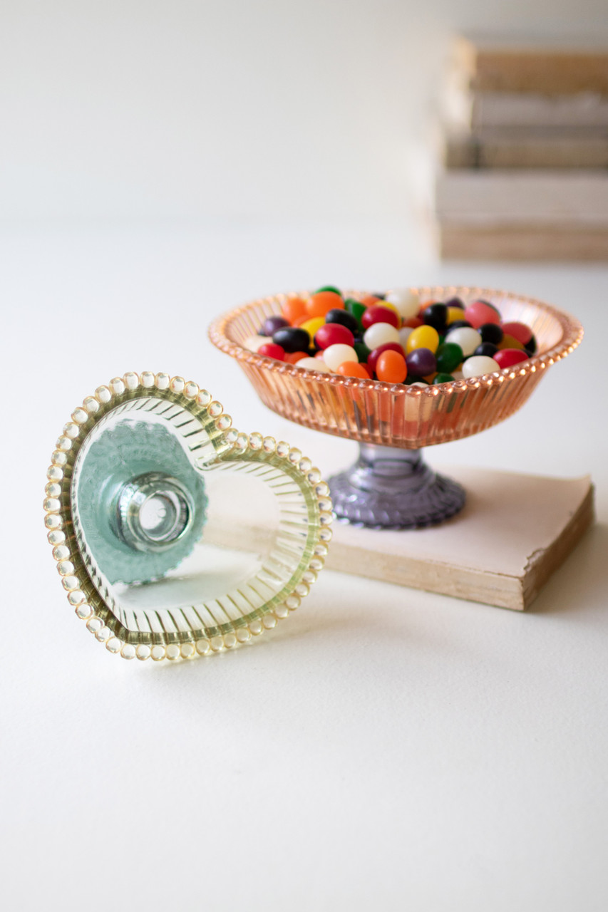 KALALOU NGLE1016 SET OF TWO  GLASS HEART COMPOTES